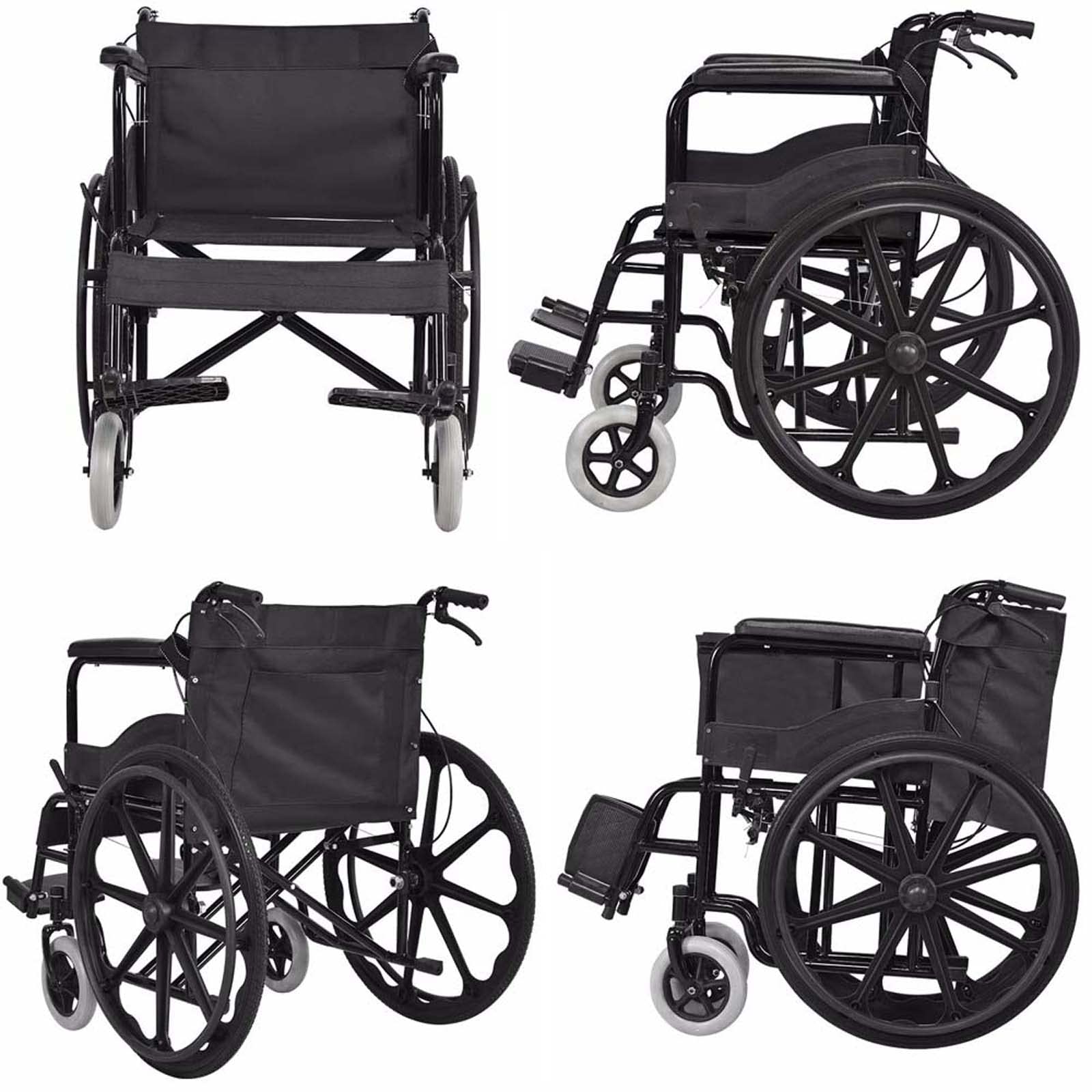 Silla de ruedas bariátrica resistente – Asiento ancho 20, capacidad de 400 libras – Silla de transporte plegable para adultos con diseño extra ancho