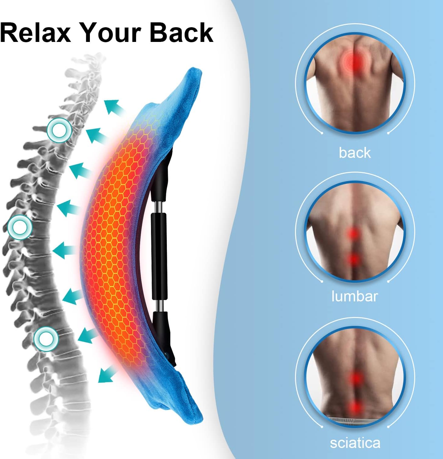 Buy Back Stretcher with Detachable Heating Pad for Pain Relief, Multi