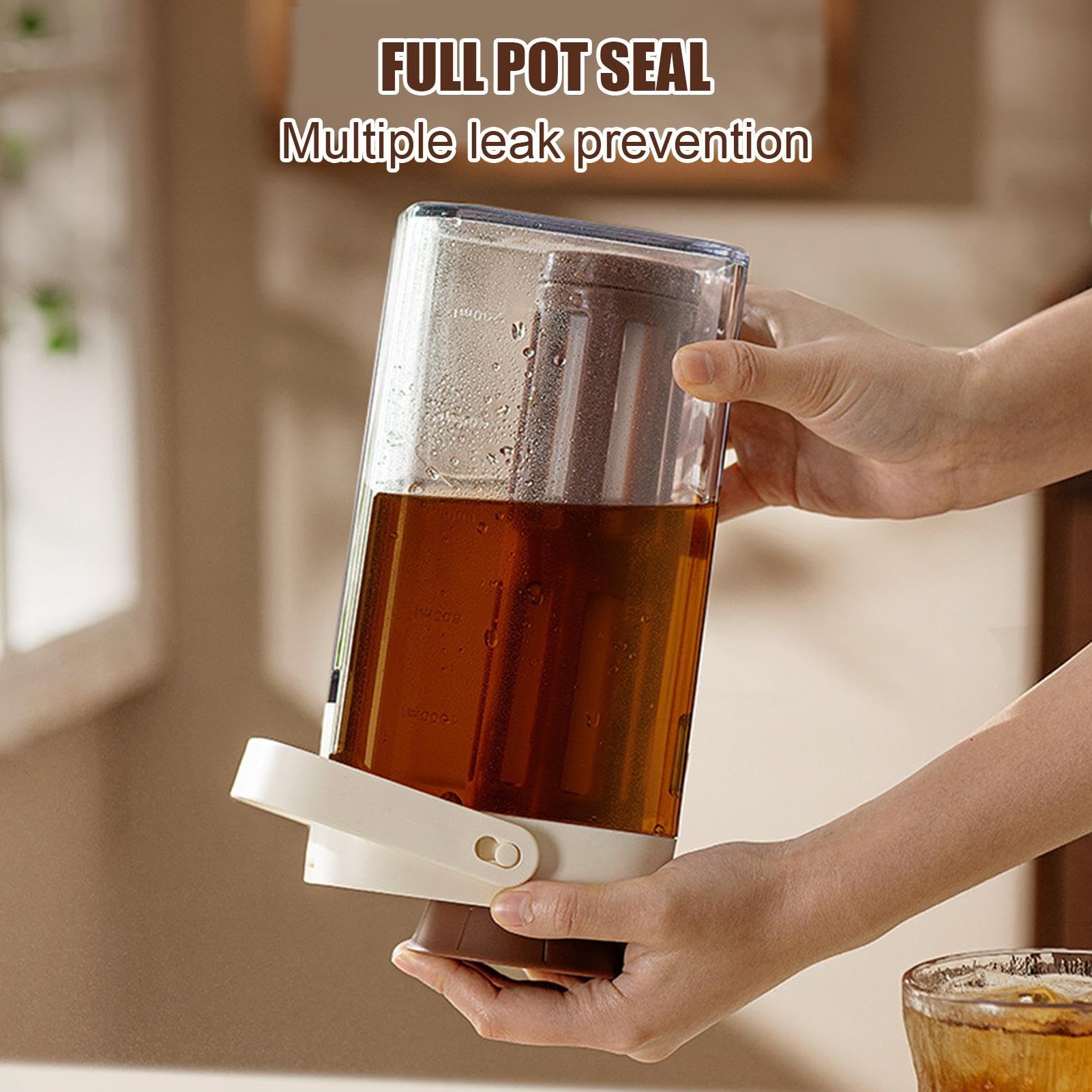 Cold Brew Coffee Maker - Eced Tea Coffee Brewer | 1L Iced Tea Pitcher Brewer, Hochleistungs -Jar -Leckschutzbehälter mit Griff & Deckel, Küchenwerkzeuge Topf für Eistee, Limonade, Fruchtgetränke