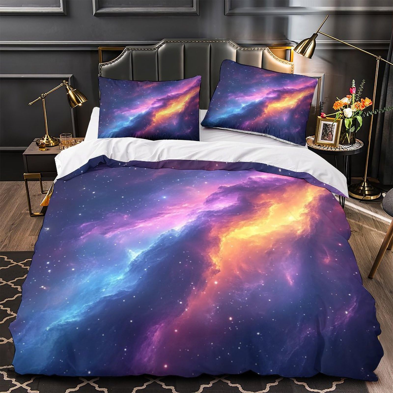 Housse de couette espace 3D avec taies lit super king pour chambre enfant