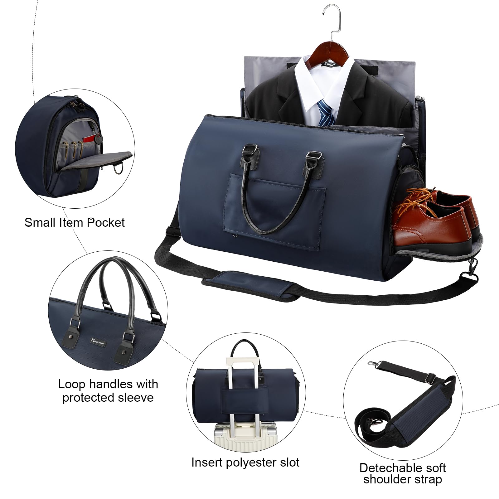 odoker Umwandelbarer Kleidersack für Reisen, Kleidungsstück, Seesack für Männer und Frauen, Reisetaschen für Fluggesellschaften, 2-in-1-Reiseanzug, Duffle Bag mit Schuhfach