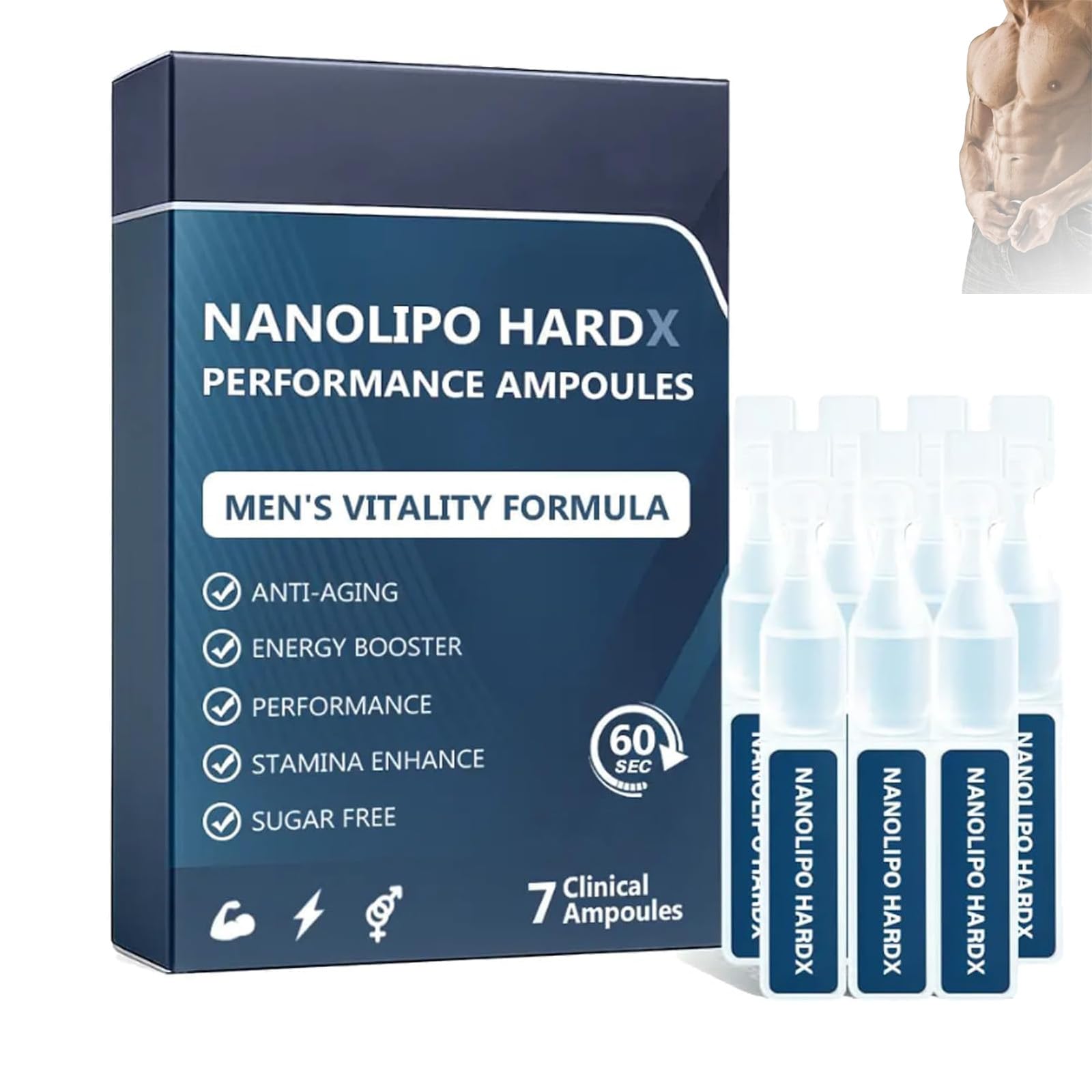 Cvreoz Nanolipo Hardx Vitality Ampoules, Nanolipo Hardx Performance Ampoule, Advanced Men 's Drops,- Show Men's Charm, Lmprove Vitality (1pcs)