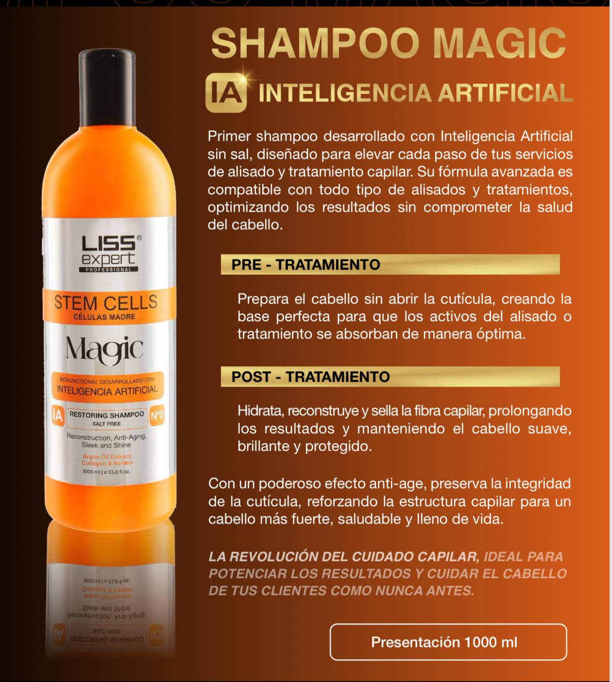 Liss Expert Stem Cells Magic Restoring Shampoo, Anti-Aging and Shine, 33.8 fl oz