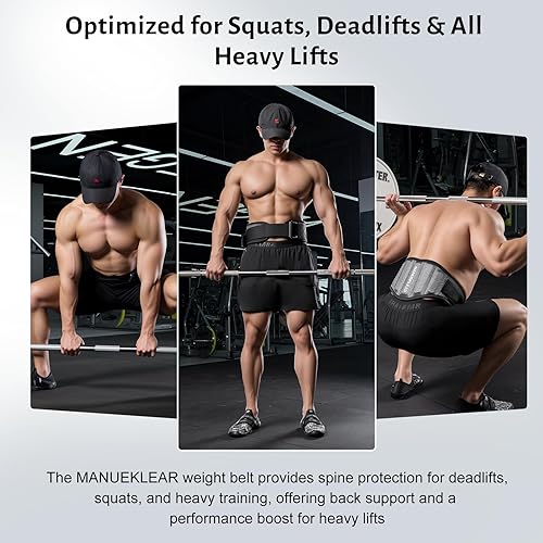 Miniatura 6 de MANUEKLEAR Cinturón de Levantamiento de Pesas para Gimnasio, Cinturón de Entrenamiento de Levantamiento de Pesas y Powerlifting para Hombres y