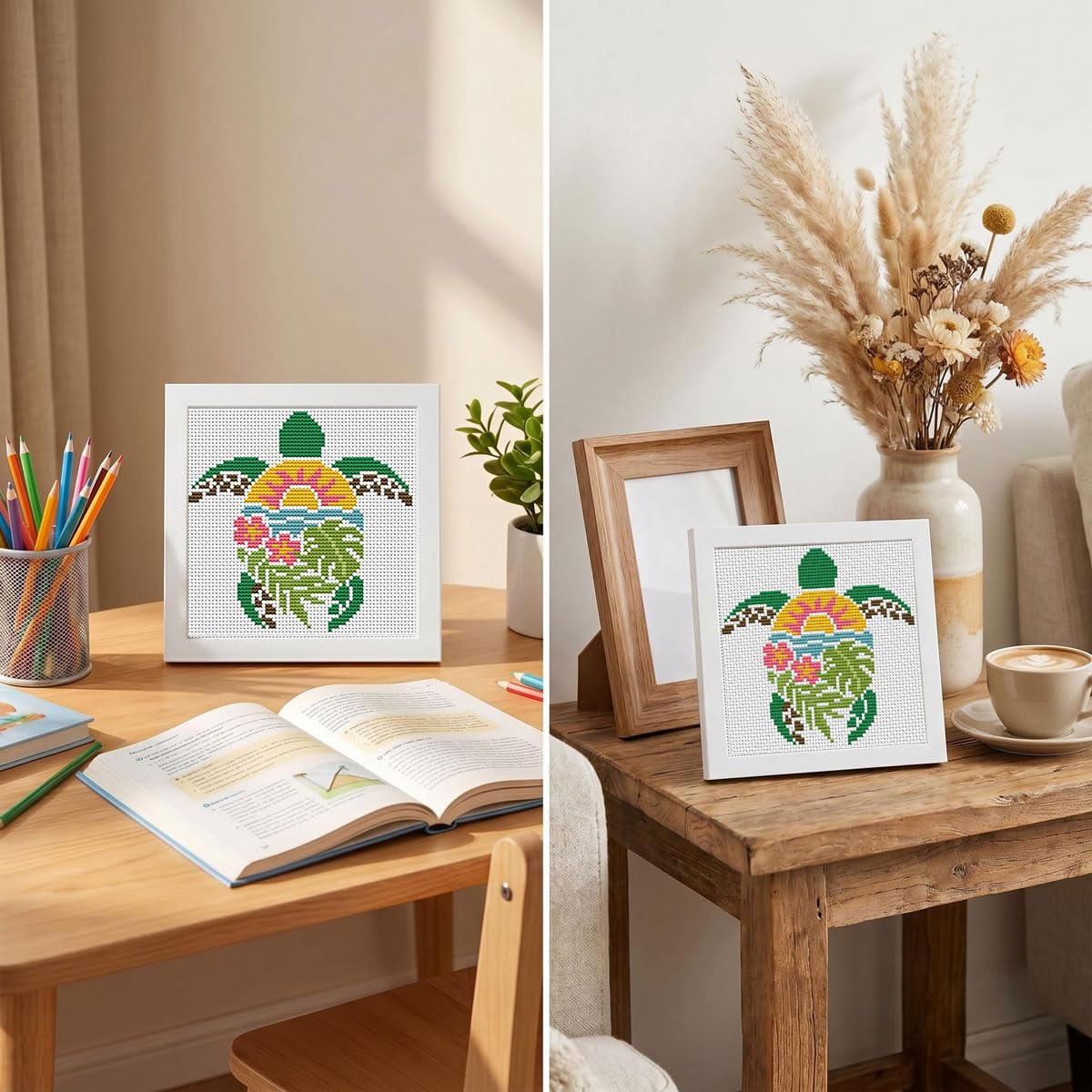 Beginner Cross Stitch Turtle Kit - Framed! -4 Beginner Cross Stitch Turtle Kit - Framed! -4