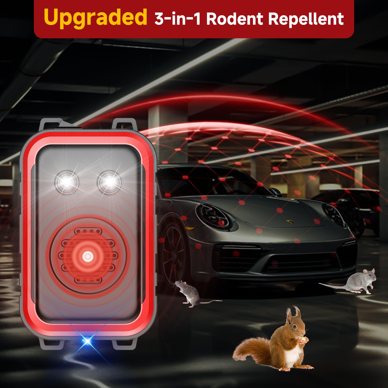 Repulsif Ultrason,Rongeur pour Voiture Haute fréquence, Répulsif Ultrason Anti Fouine Voiture, Protection contre le Mâchage de Câbles,Facile à Utiliser (Adapté à Tous les Types de Voitures)