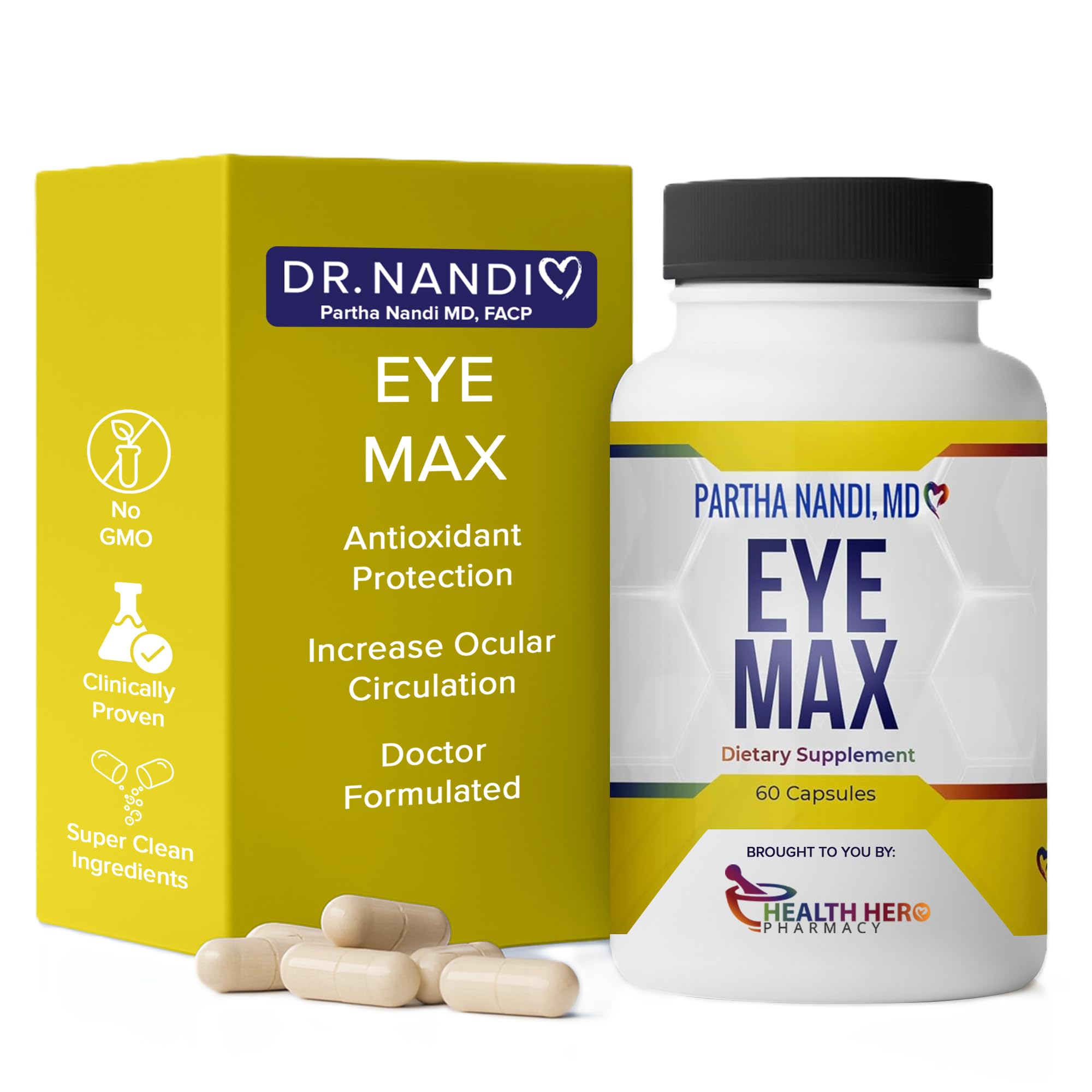Eye Max Vision Supplement – Supports Macular Health, Retina Clarity & Blue Light Protection – Lutein, Zeaxanthin, Lycopene & Zinc – Antioxidant Eye Vitamin Formula – 60 Capsules