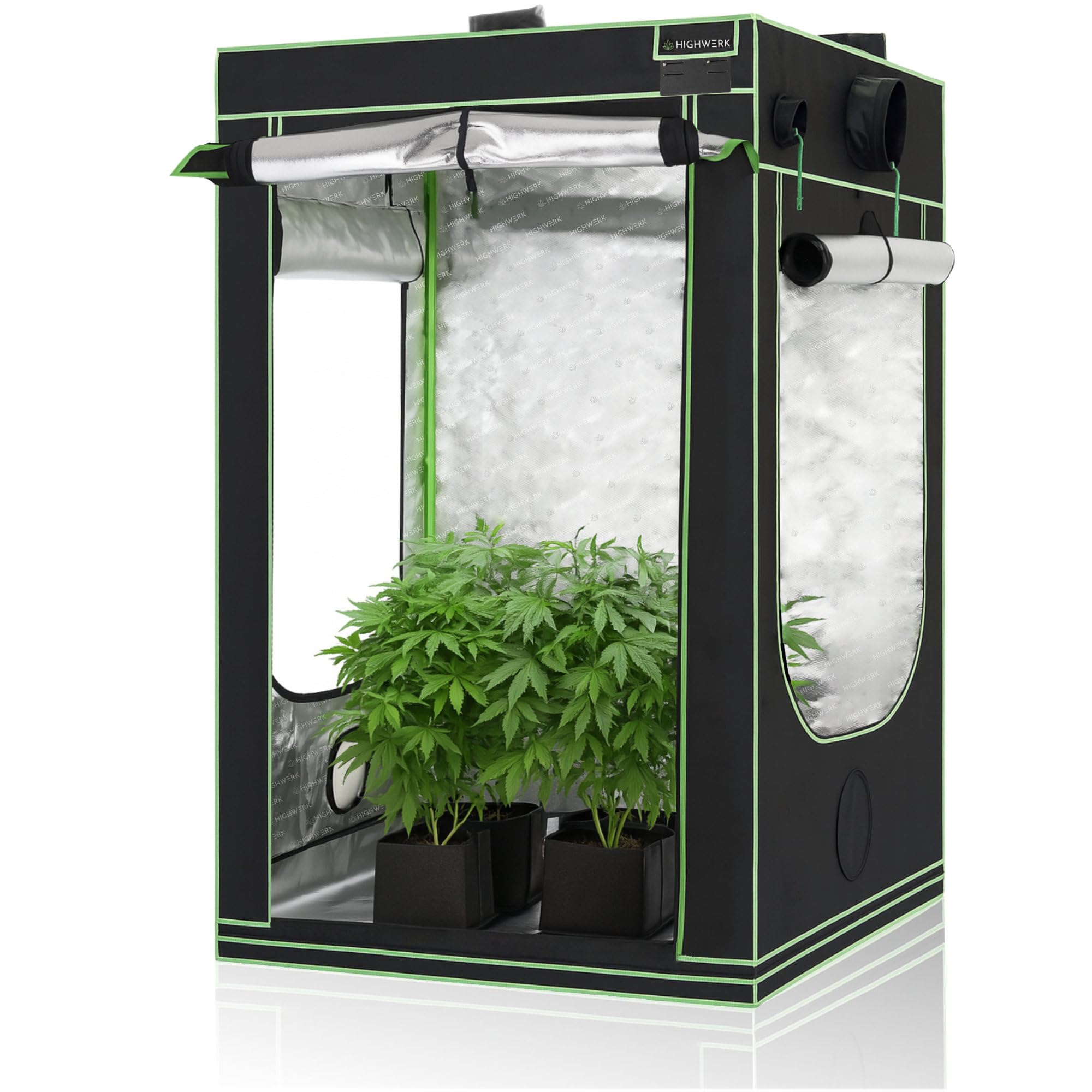 Growzelt 120 x 120 x 200 cm | Indoor Grow Tent für Pflanzenzucht | schwarz grün | Growbox, Homegrow, Growschrank | Zuchtzelt, Pflanzenzelt, Anzuchtzelt, Gewächshaus, Indoor Garden