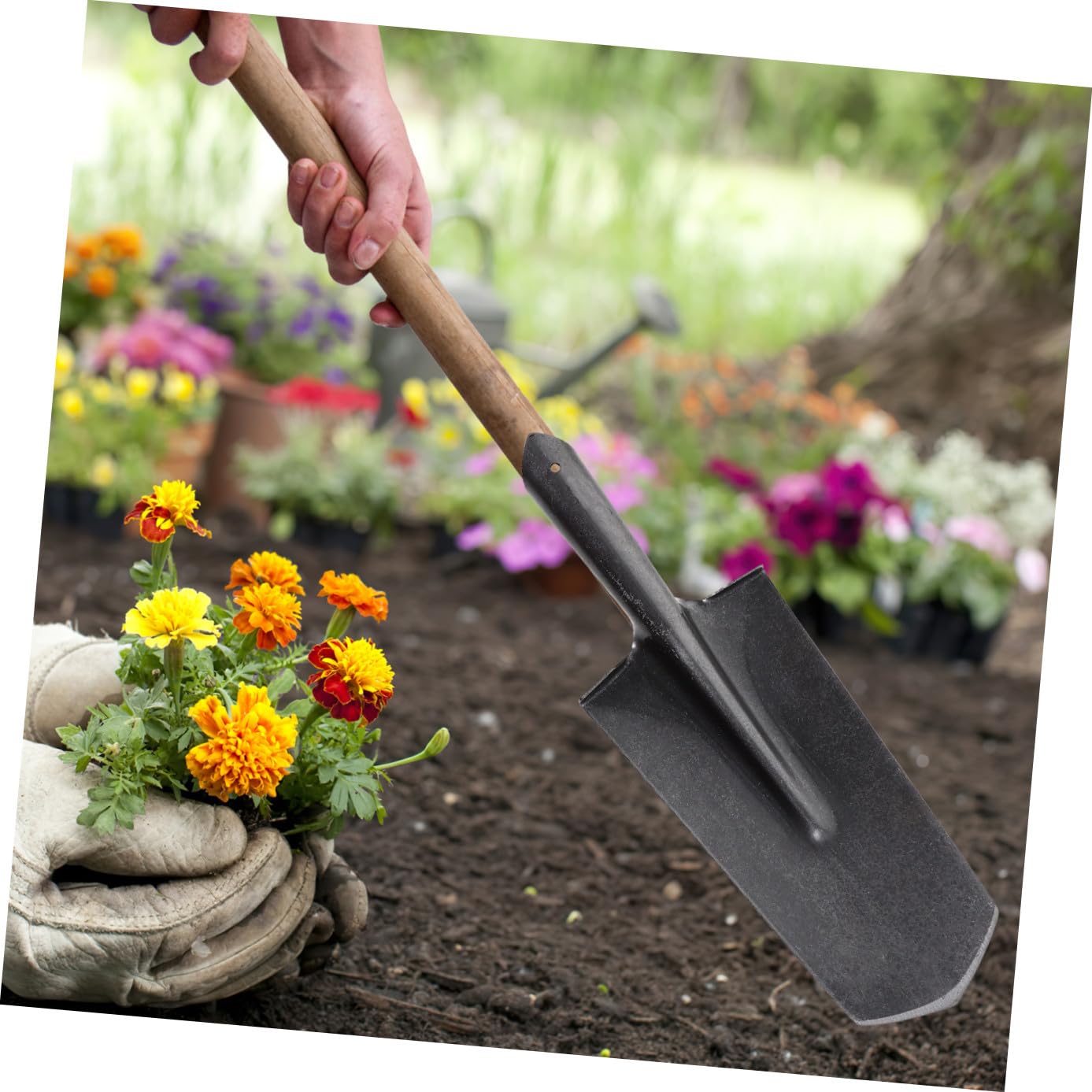 Pala de Jardín de Metal Engrosada de Acero al Manganeso para Excavar | Herramienta de Plantación, Excavación de Suelo y Labores de Jardinería, Uso en Turismo y Escalada