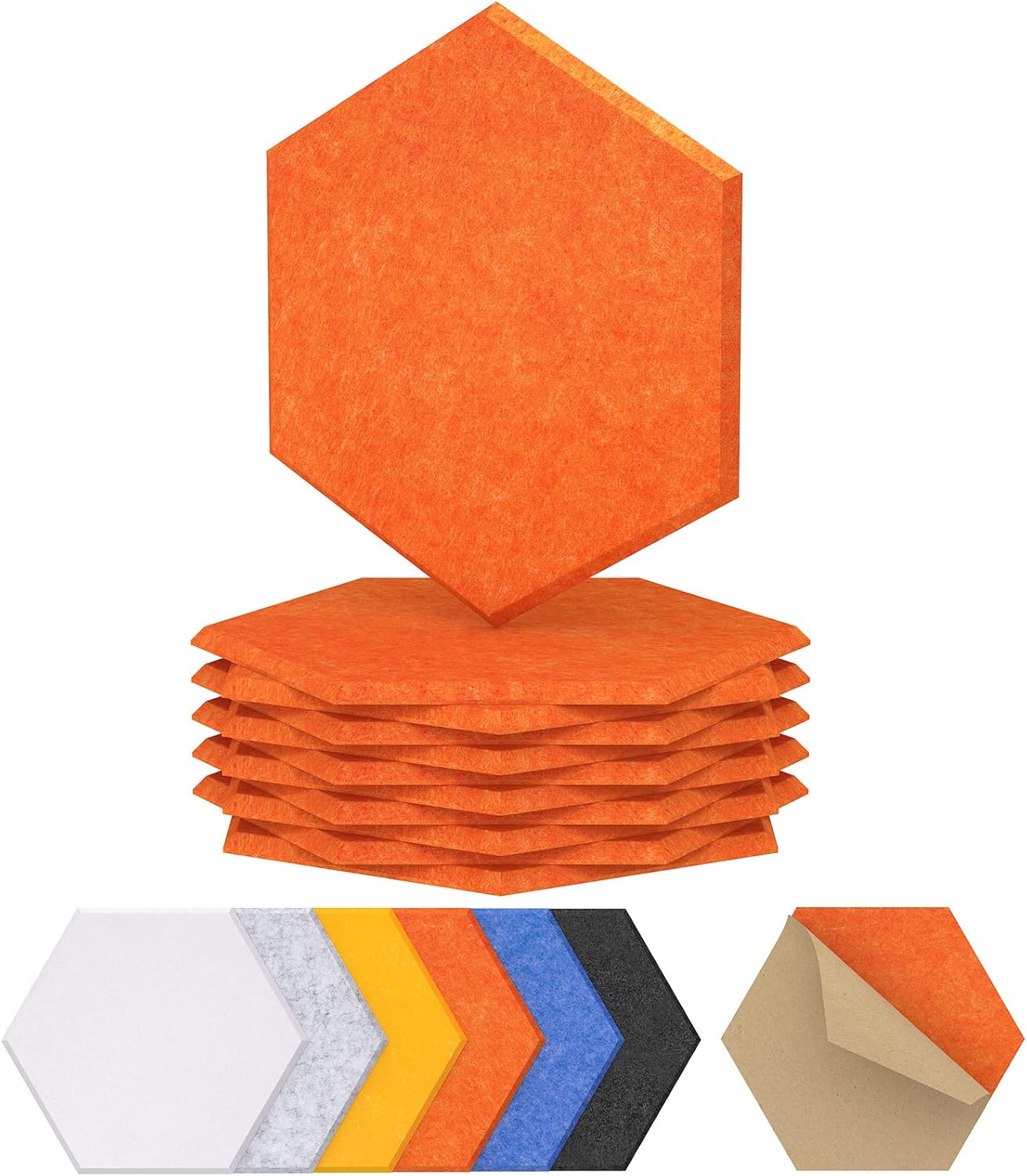 TONOR - Paneles acústicos hexagonales autoadhesivos de 12 x 10 x 0.4 pulgadas, paneles acústicos de alta densidad para paredes, absorben el ruido y
