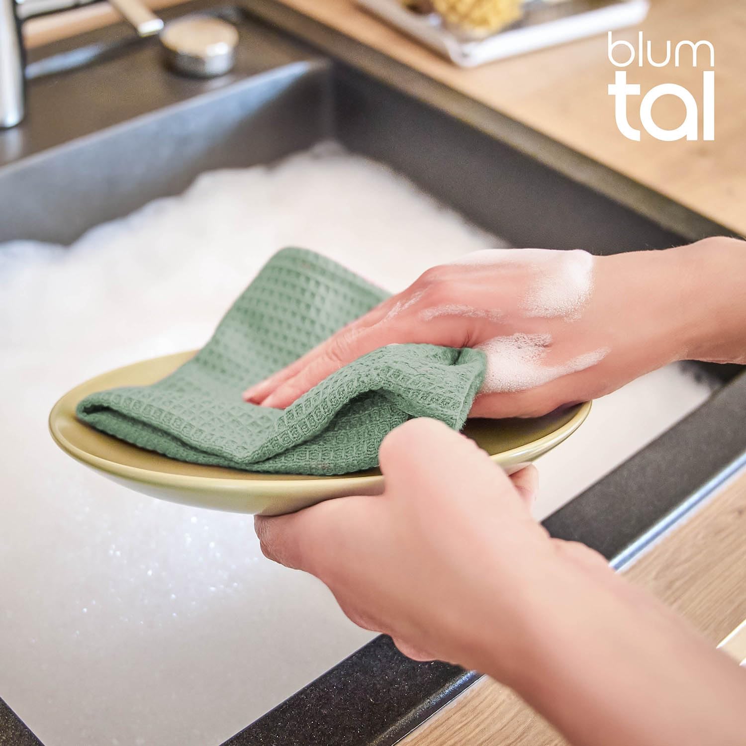 Blumtal® Ścierki kuchenne 30x30 cm zestaw 10 szt. - 100% bawełna - Pranie w 60°C - Ścierki wielokrotnego użytku, kuchenne - Zielone ścierki