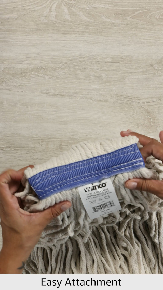 Image of Winco 32 oz White Commercial Poly-Cotton Blend Mop Head, Looped End