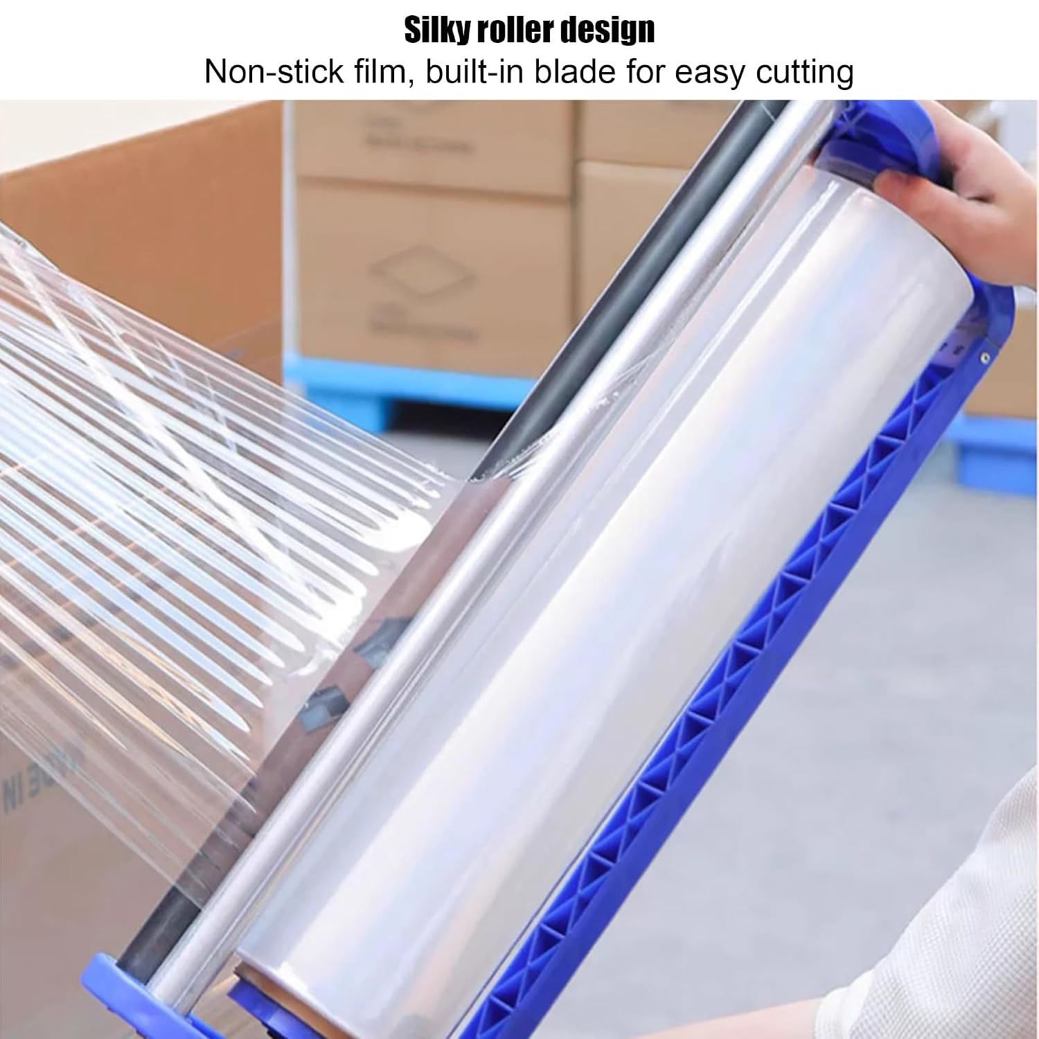 Dévidoir De Film Étirable De 50 Cm (19,7 Pouces), Distributeur De Film Plastique Avec Coupe-film, Compatible Avec Les Rouleaux À Mandrin De 5 Et 7,8 Cm (2 Et 3 Pouces), Outil Demballage Manuel