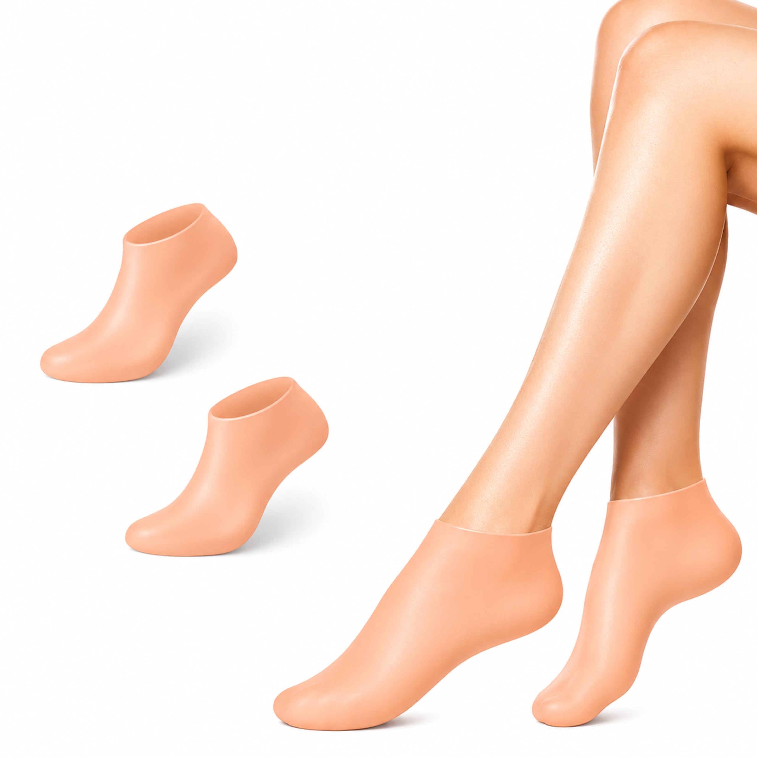 Wonder Care Silicone Heel Protector Socks for Cracked Women & Men | Pain Relief Gel | Foot Alignment | Moisturizing Crack Repair | Arch Support Pad Care Protector(Beige_XL)-image-26