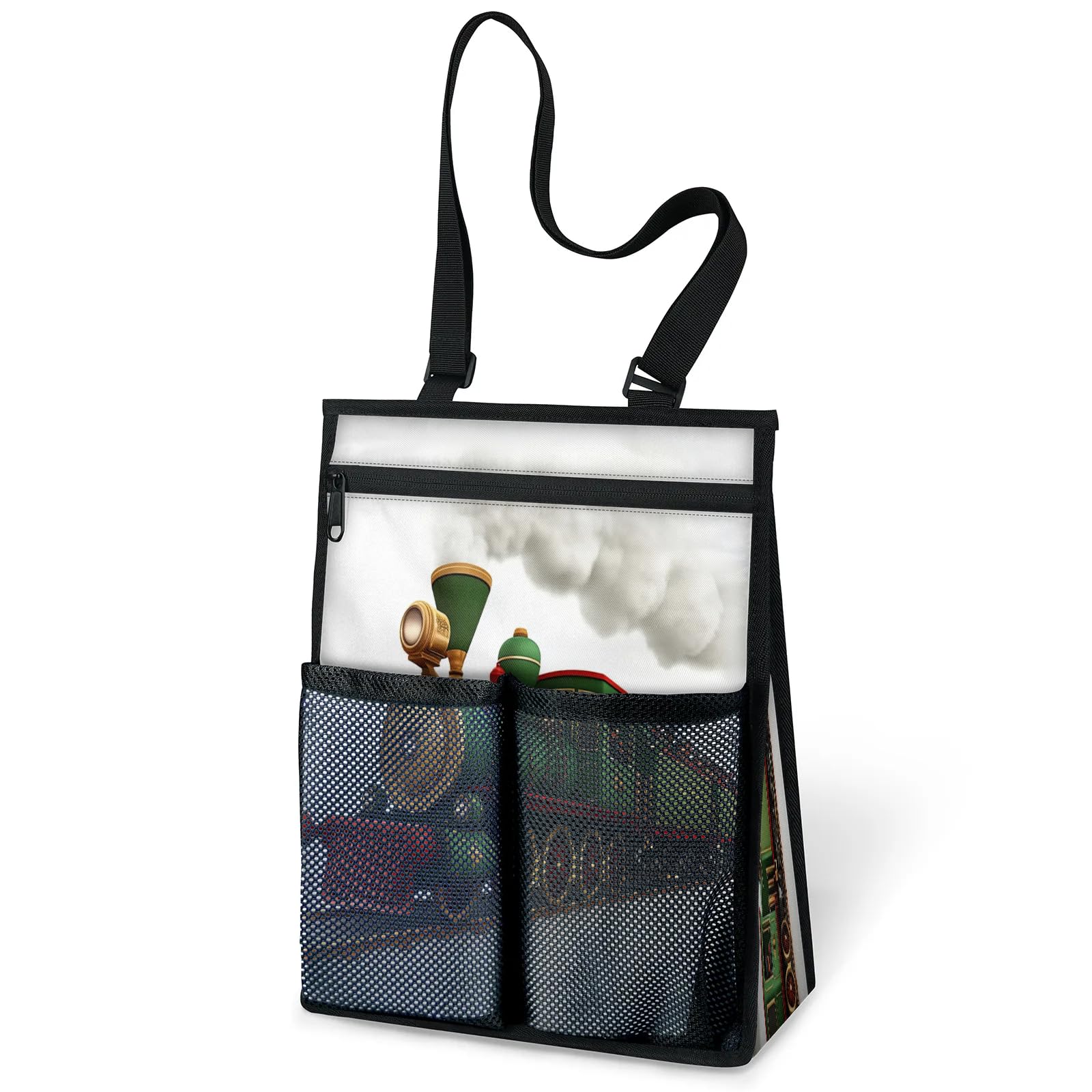 Ourtheme Cartoon Steam Train Portable Shower Bag for Travel Gym Camp Beach Tote Shower Caddy Bags Hanging Toiletry