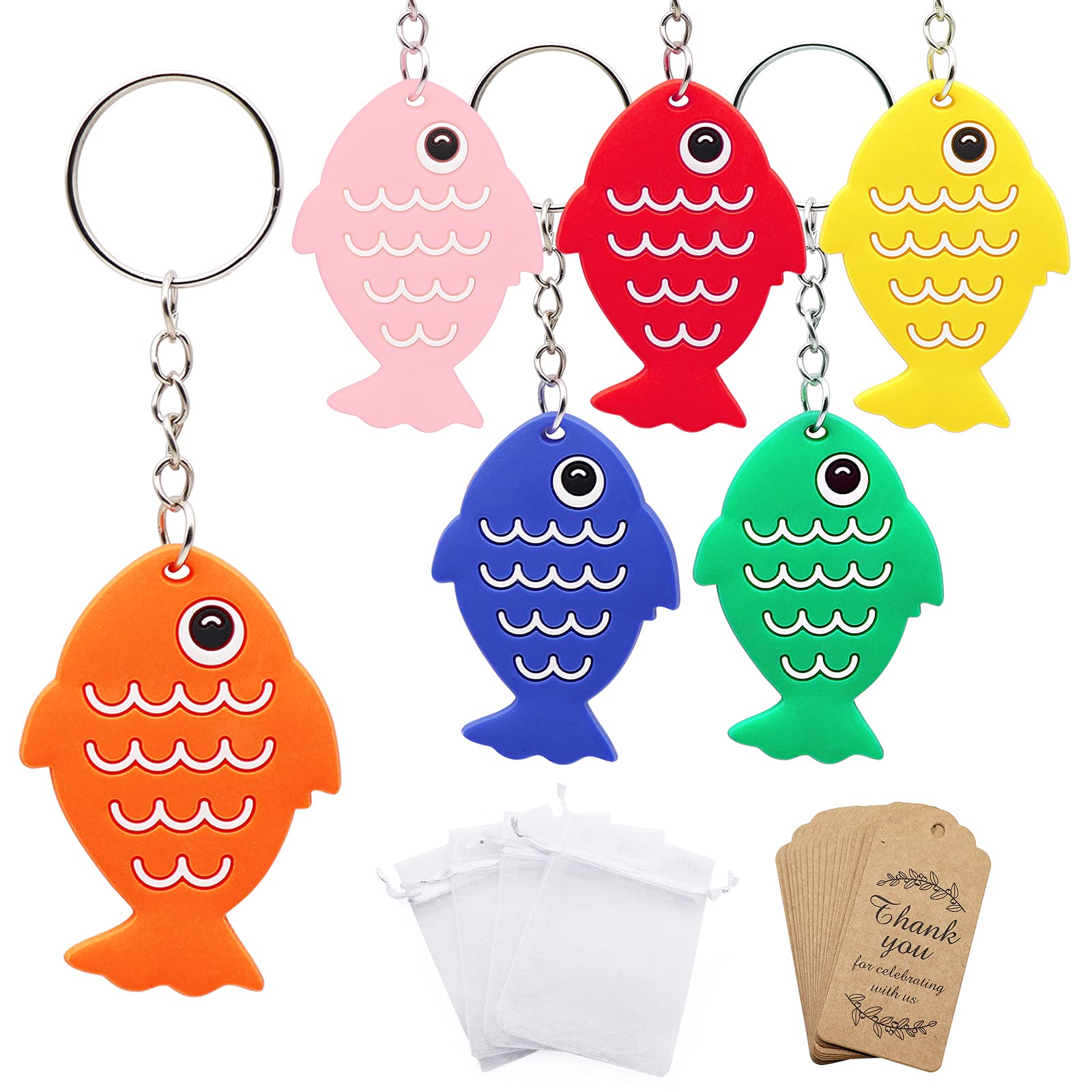 Buy Fish Keychains 1st Birthday Party Favor 24 Pack With Thank You Tag