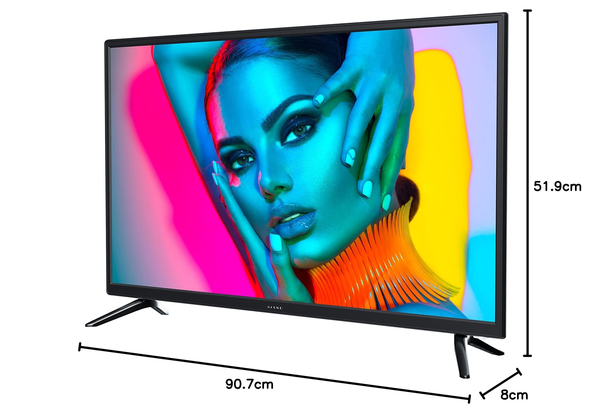 Kiano Slim TV Telewizor 40" Cali 100 cm |Matryca FHD LED Full HD 1080p| Potrójny Tuner DVB-T2 CI CI+ | 2 wejścia HDMI | 2 złącza USB | Dolby Audio | PVR | Tryb Hotelowy | Czarny | Model 2022