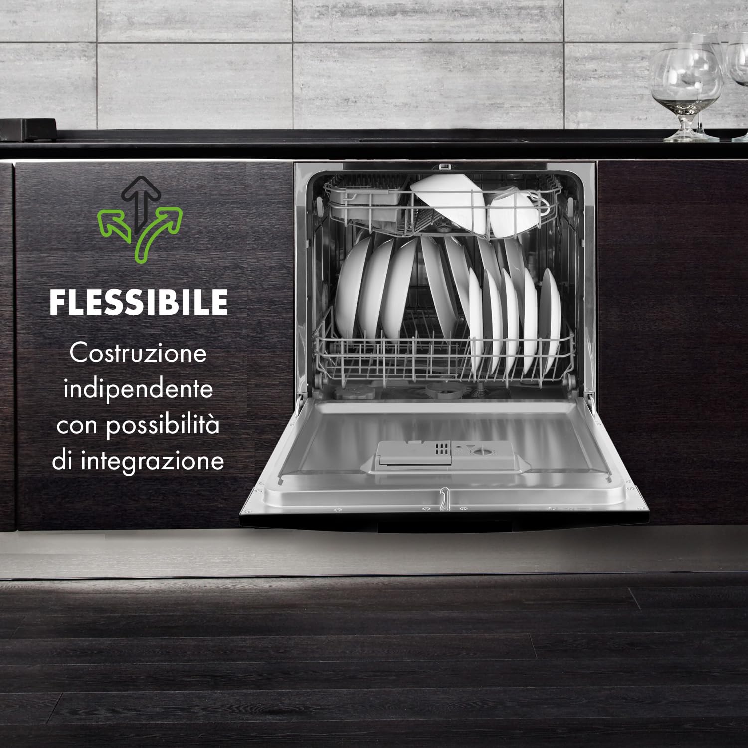 Klarstein Lavastoviglie 8 Coperti, Libera Installazione Silenziosa e Integrata con 8 Programmi di Lavaggio, Mini Piccola e Compatta, Mini per Casa e Ufficio