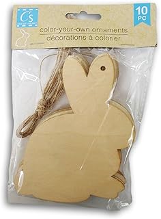 the spring shop Easter Wood Shape Cutout Ornament Craft Color-Your-Own - 10 Piece (Bunny Rabbit)