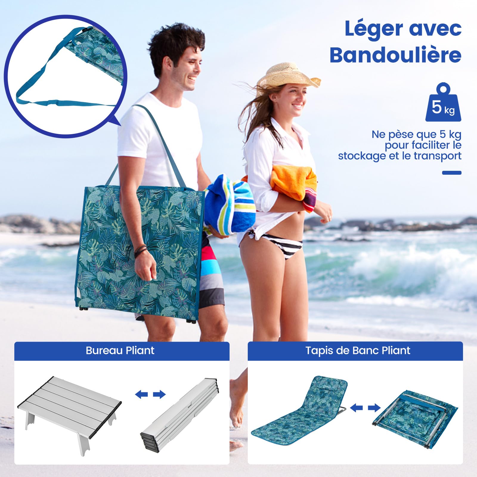 COSTWAY Tapis de Plage Pliables