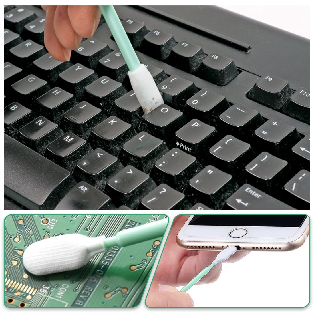 50 Écouvillons Mousse Nettoyage - Kit Précision Pour Appareil Photo, Lentilles, Clavier, Imprimante, Voiture - Sans Peluche