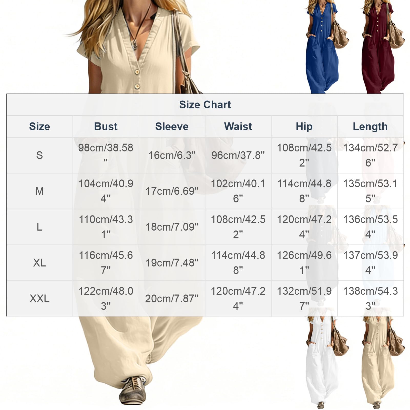 Ybing Tuta estiva da donna, elegante, casual, leggera, monopezzo, comoda e bohémien, per adolescenti e ragazze