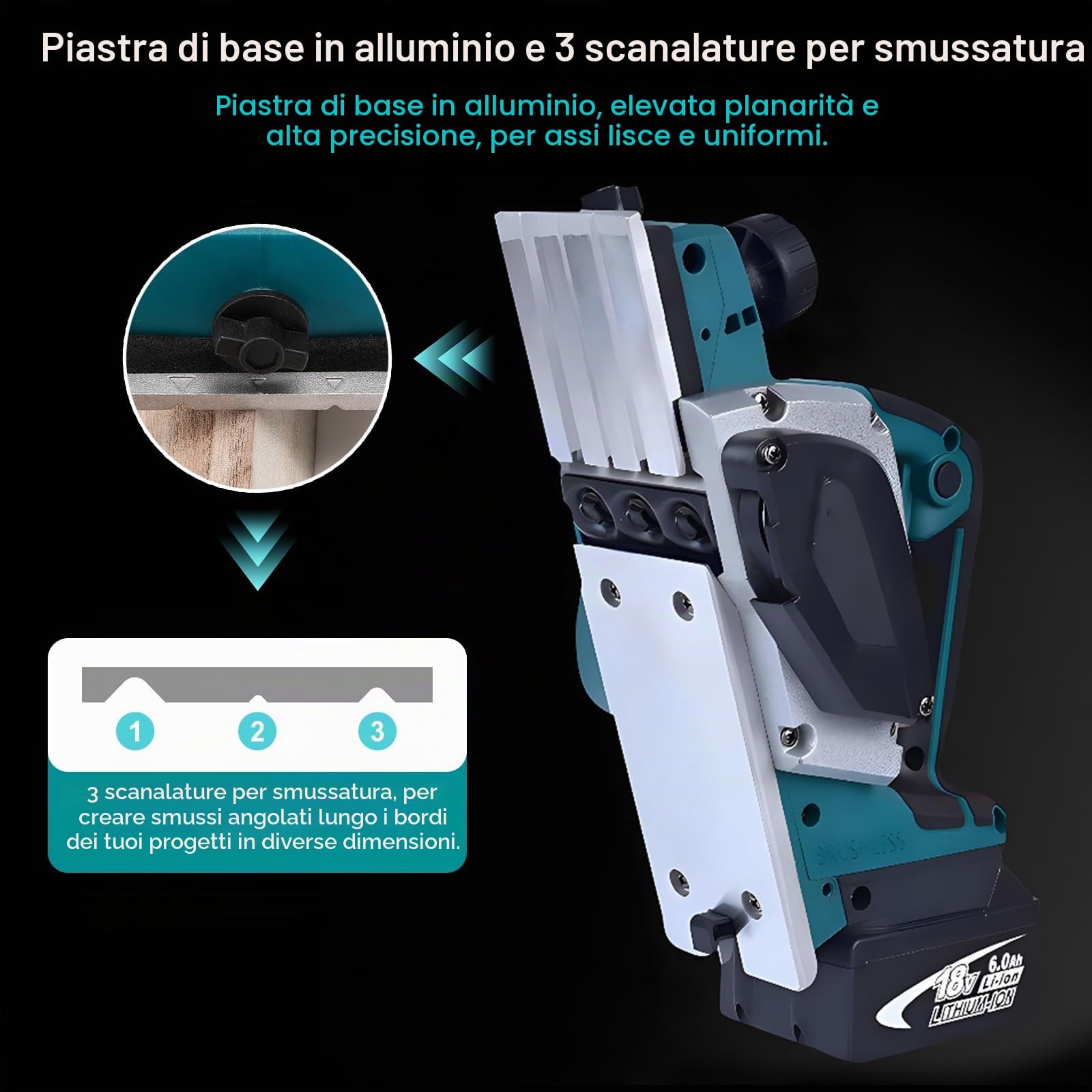 Pialla a Batteria compatibile con Makita 18V Pialla Elettrica Legno 82mm