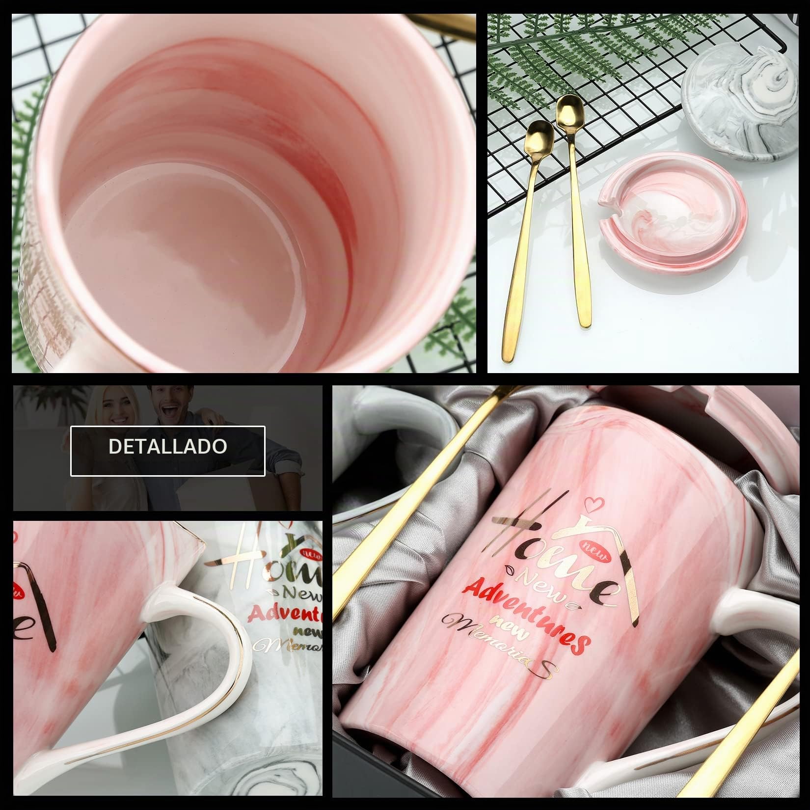 EXREIZST Regalos de inauguración de la casa para el nuevo hogar – Ideas únicas de regalos de inauguración de la casa – Nuevo hogar, nueva aventura, nuevos recuerdos, juego de tazas de café para