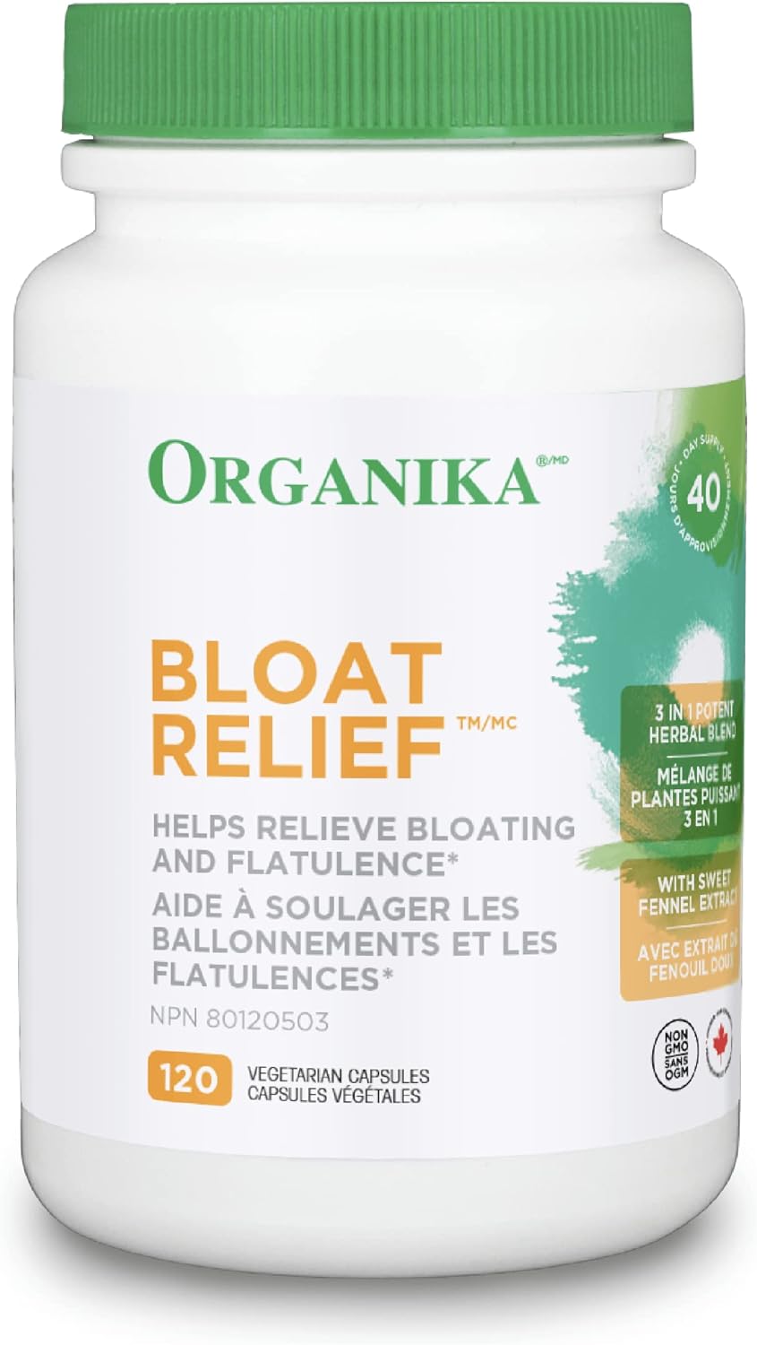 Organika Bloat Relief Helps Relieve Bloating and Flatulence Herbal Blend of Sweet Fennel