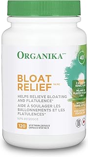 Organika Bloat Relief- Helps Relieve Bloating and Flatulence- Herbal Blend of Sweet Fennel, Turmeric, and Milk Thistle- Digestive Support- 120vcaps