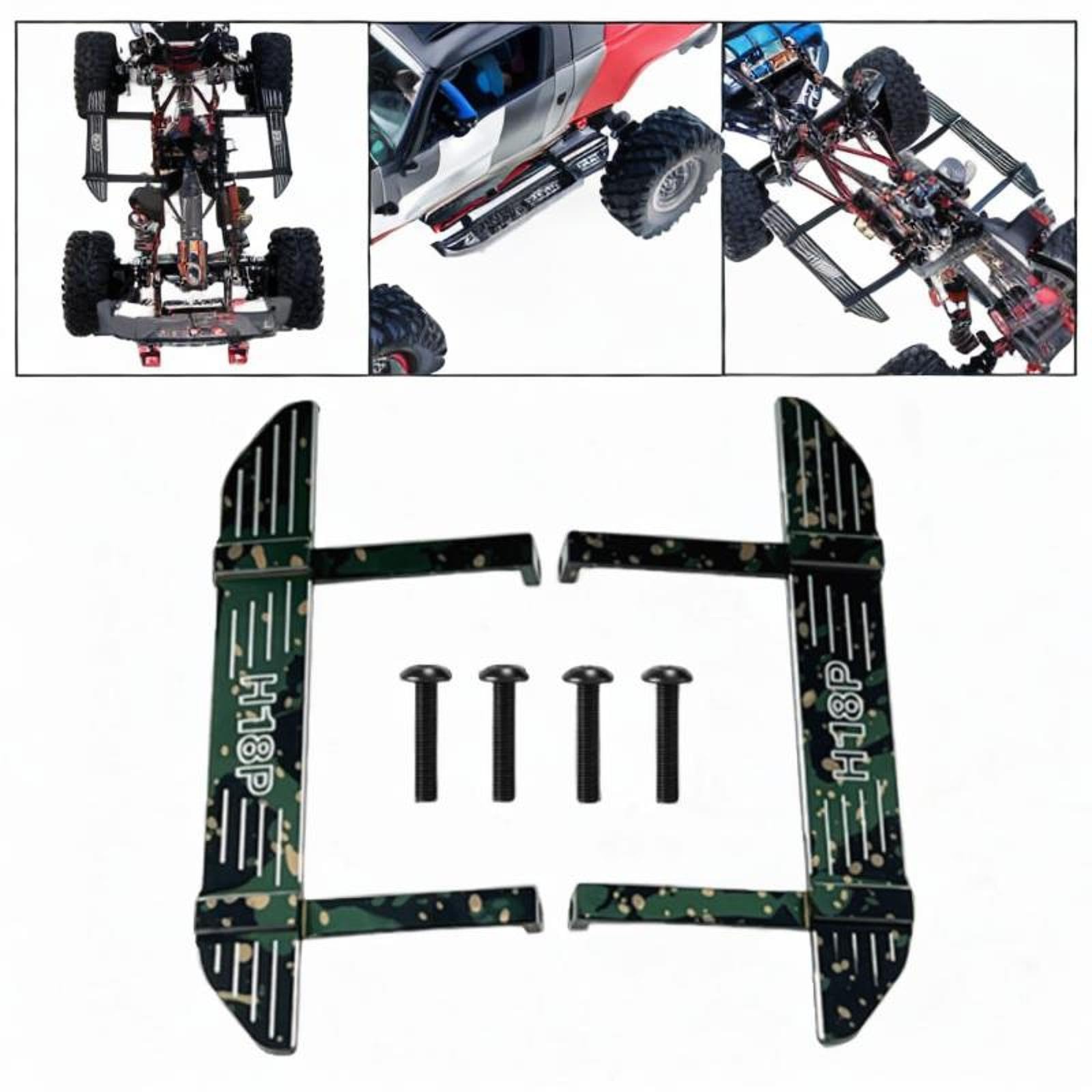 Baoblaze Pedana Laterale per Auto RC, Metallo, Piastra Laterale per poggiapiedi per Modello RC Crawler in 1:18 H18P, Accessori per, Verde Scuro