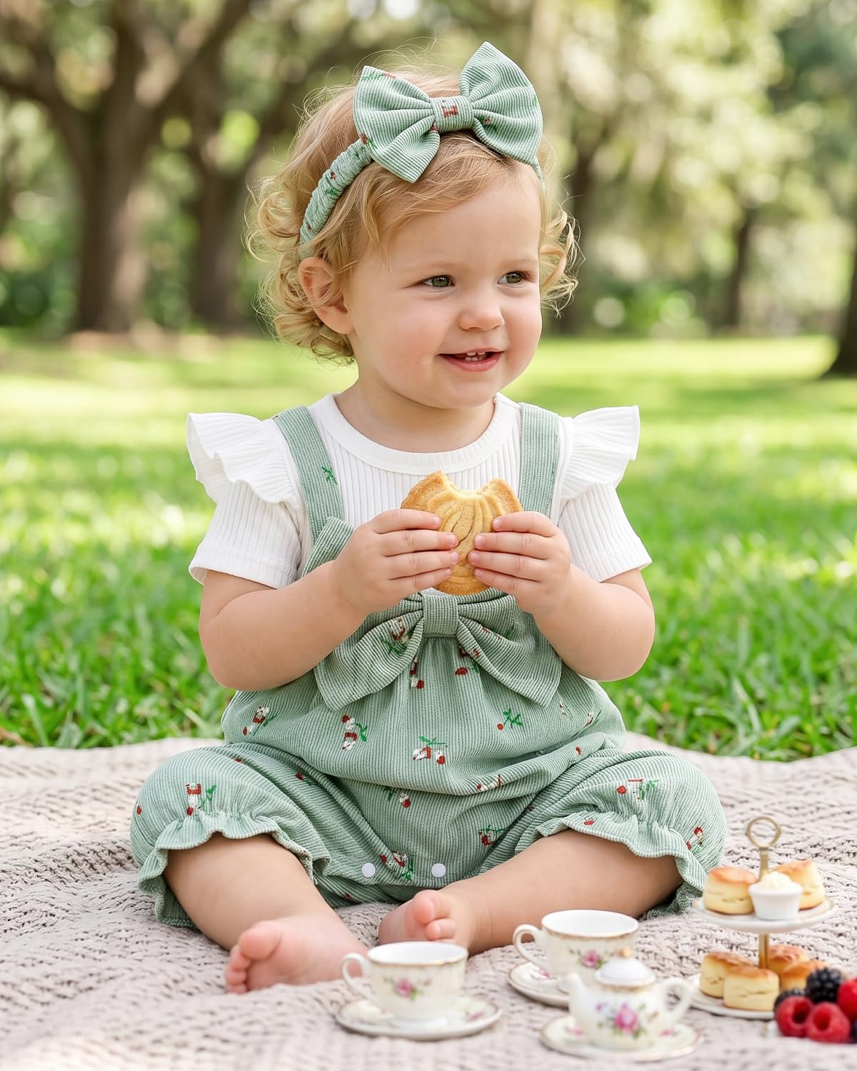 WYTbaby Vêtements Bébé Filles Barboteuse à Manches Longues Combinaison à Fleurs avec Nœud Papillon Tenues Printemps Automne Ensemble de Vêtements pour 1-18 Mois