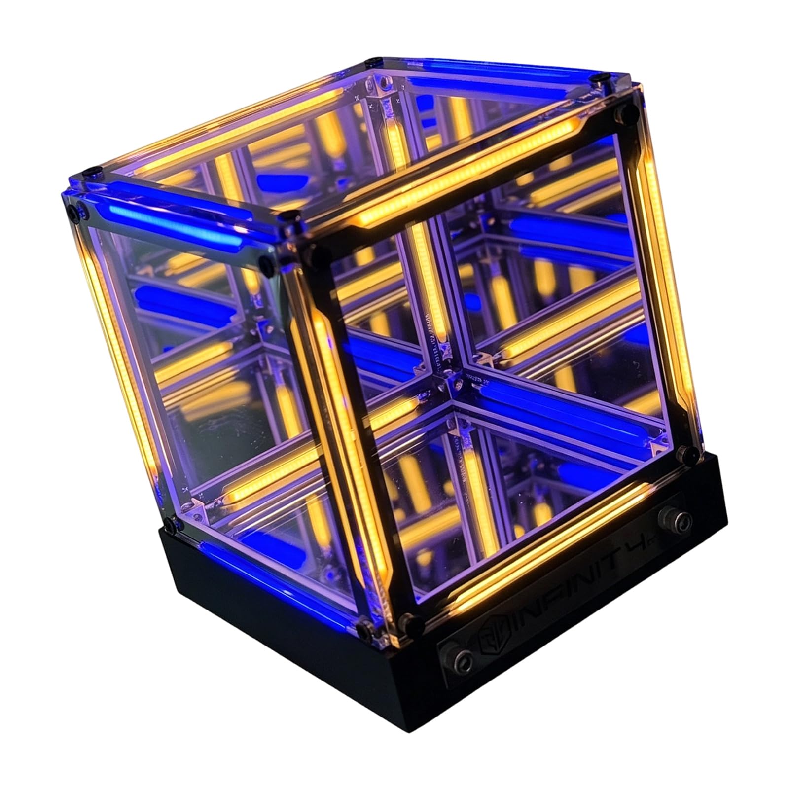 Drtlpmb Blue And White Gaming Setup Accent Lamp 3D Cube Rechargeable Type-C Mood Light, 8 Color Modes, Acrylic Abs Desktop Decor Display