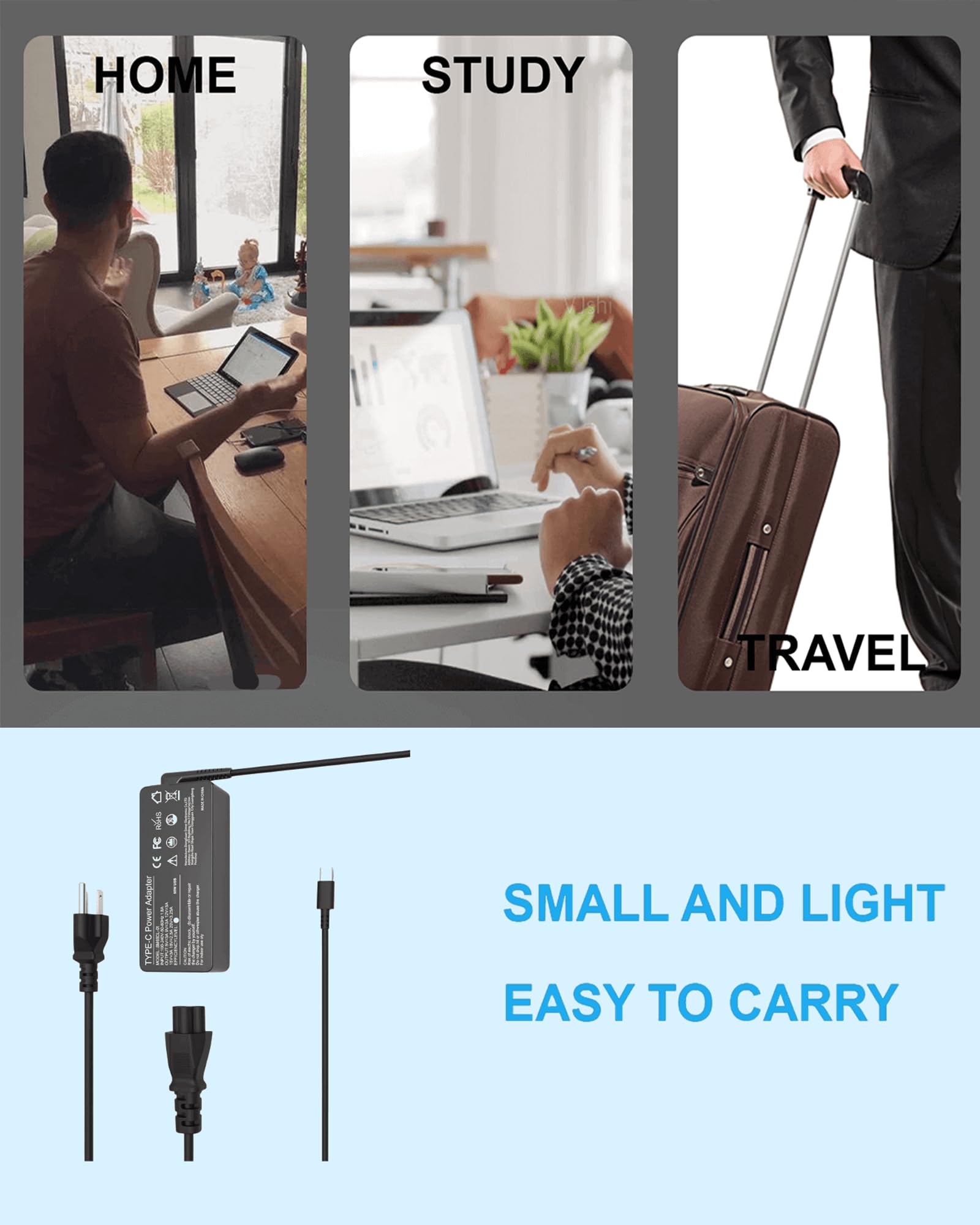 65W USB C Laptop Charger Compatible with Lenovo ThinkPad/Yoga/ThinkBook — Amazon image 6