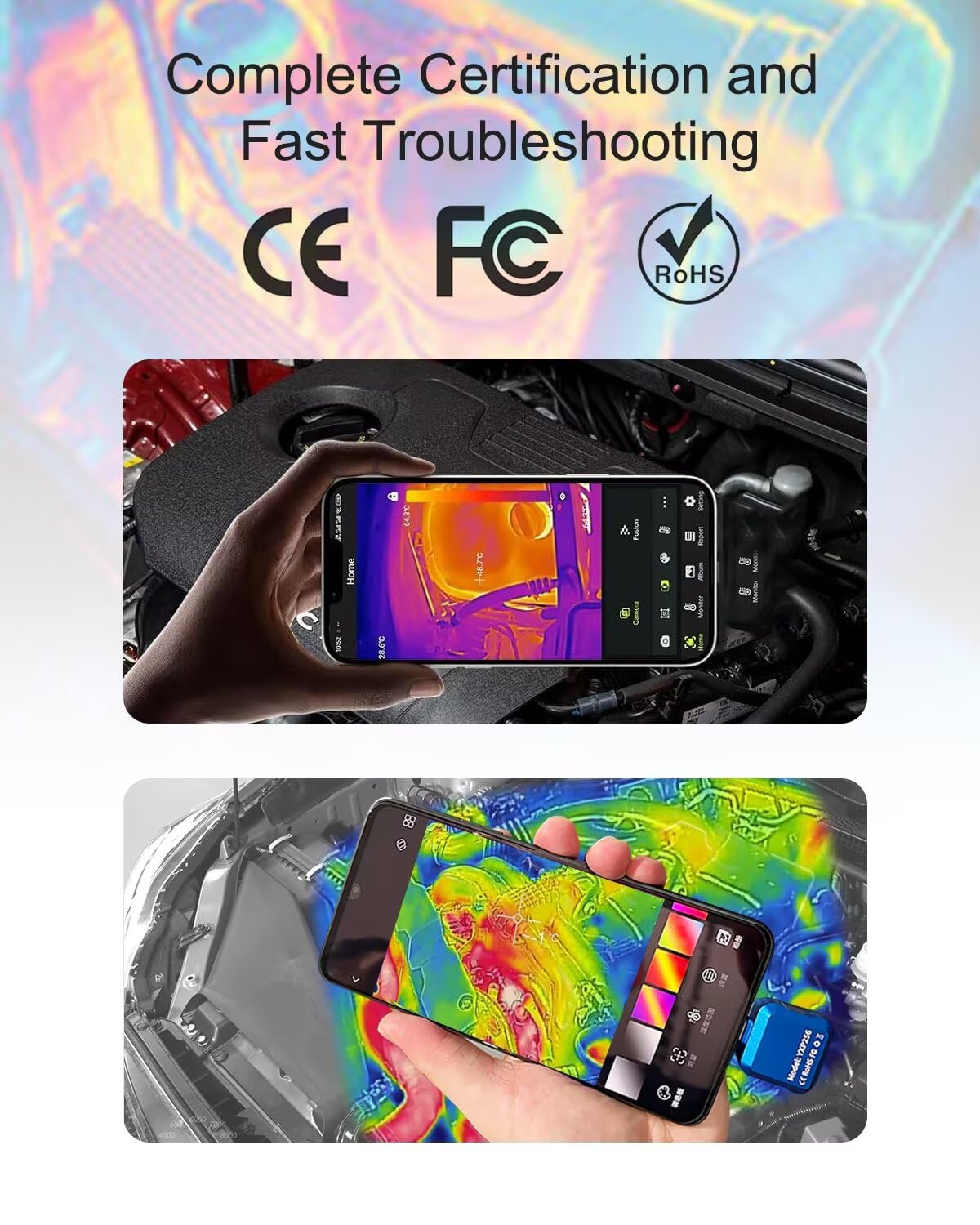 Kamera termowizyjna z systemem Android, rozdzielczość 256 x 192 na podczerwień, częstotliwość klatek na sekundę 25 Hz, kamera termiczna, nadaje się do rozwiązywania problemów, kontroli PCB