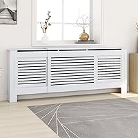 Gecheer Modern MDF Radiator Cover Shelf - Adjustable 55.9-80.7" Slatted Design for Safety, Storage & Home Decor