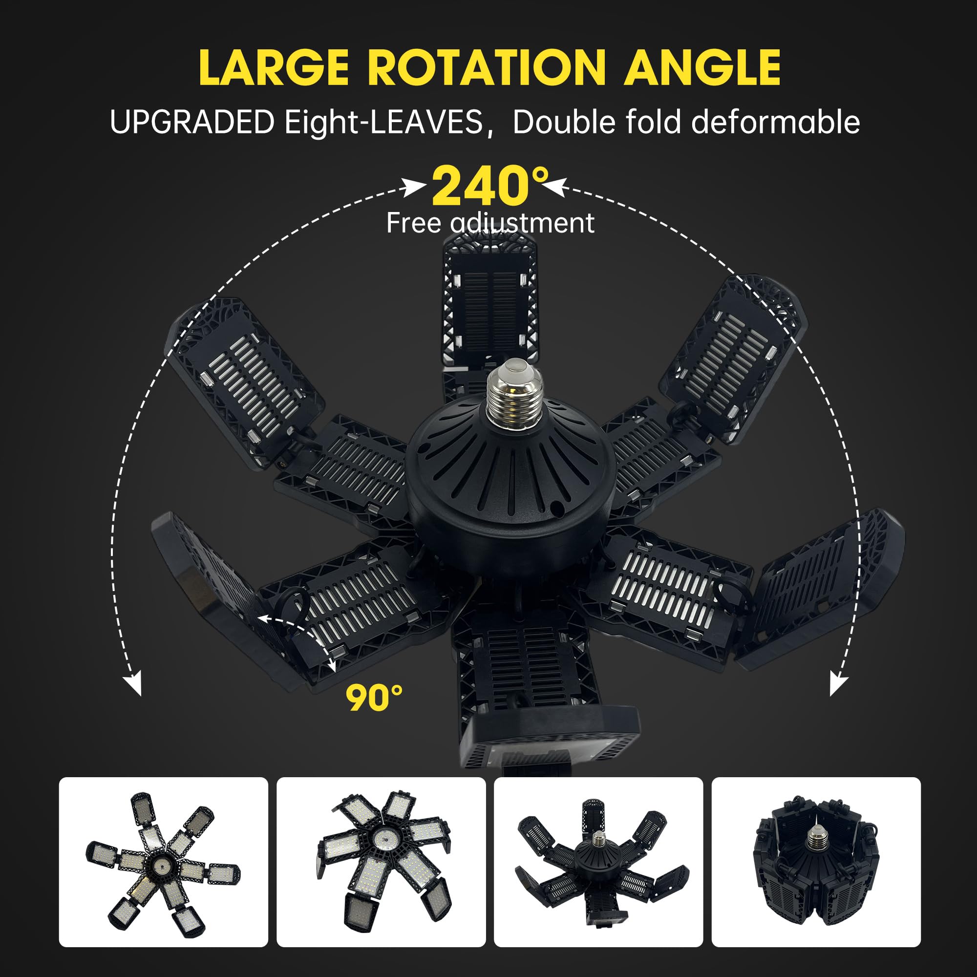 2 Packs LED Garage Light Super Bright Screw in E26 E27 Ceiling Shop Work Lamp 280W 30000 Lumen — view 3
