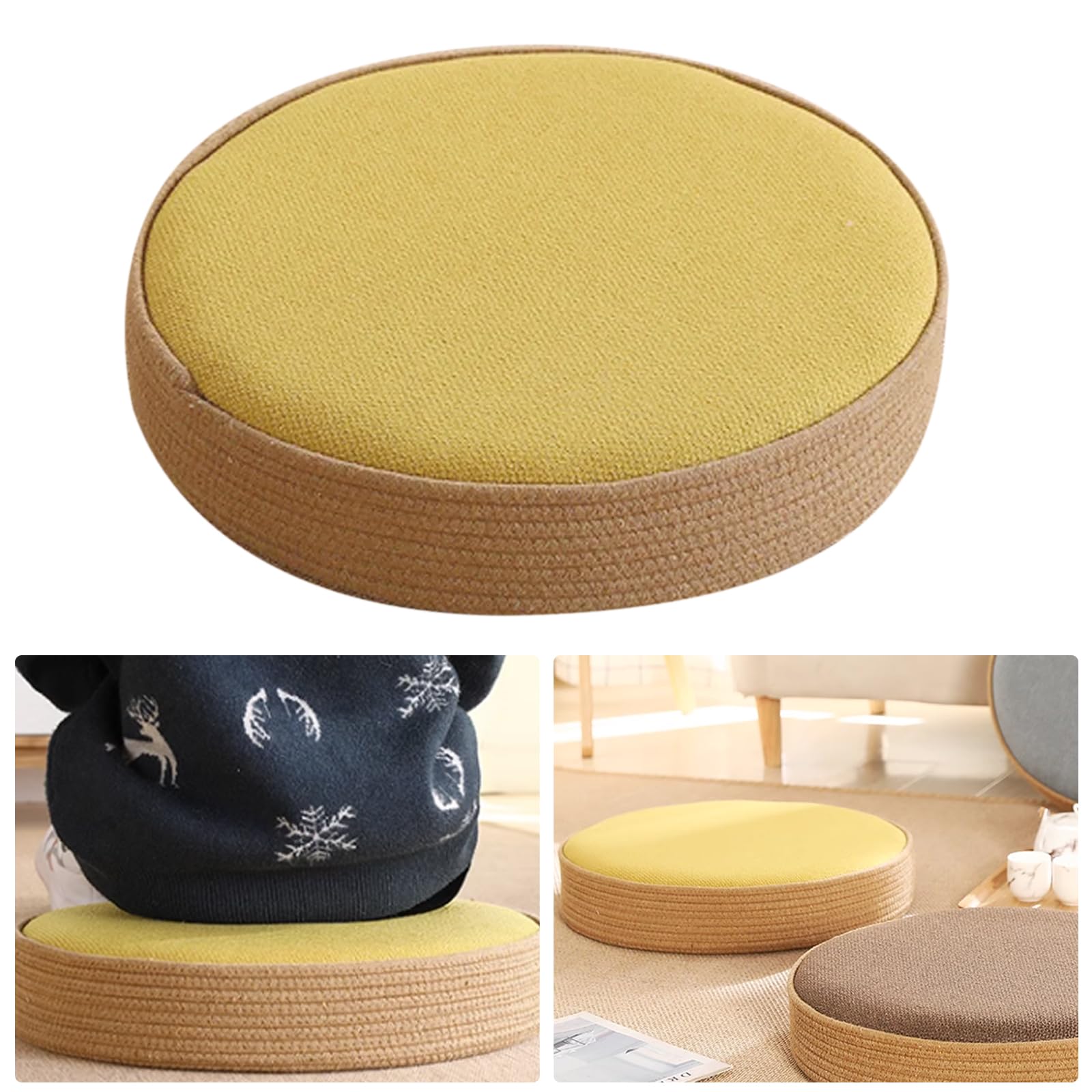 Cojín de meditación, cojín de yoga redondo, H 10 cm, funda de almohada redonda de meditación, cojín de suelo redondo, cojín de yoga y meditación