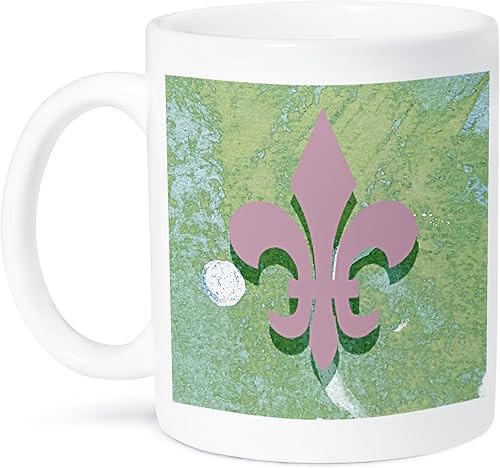 3dRose Cassie Peters Arte Digital – Fleur de Lis Arte Digital – Tazas, Blanco
