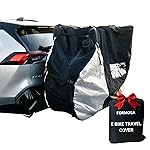 Formosa Covers Stronger Zipper Travel Bike Cover for Transport on Rack - Bicycle Protection for Rear Hitch Transport - Heavy Duty E-Bike Enclosure - Pick CORRECT Size (Single, Dual, Quad)