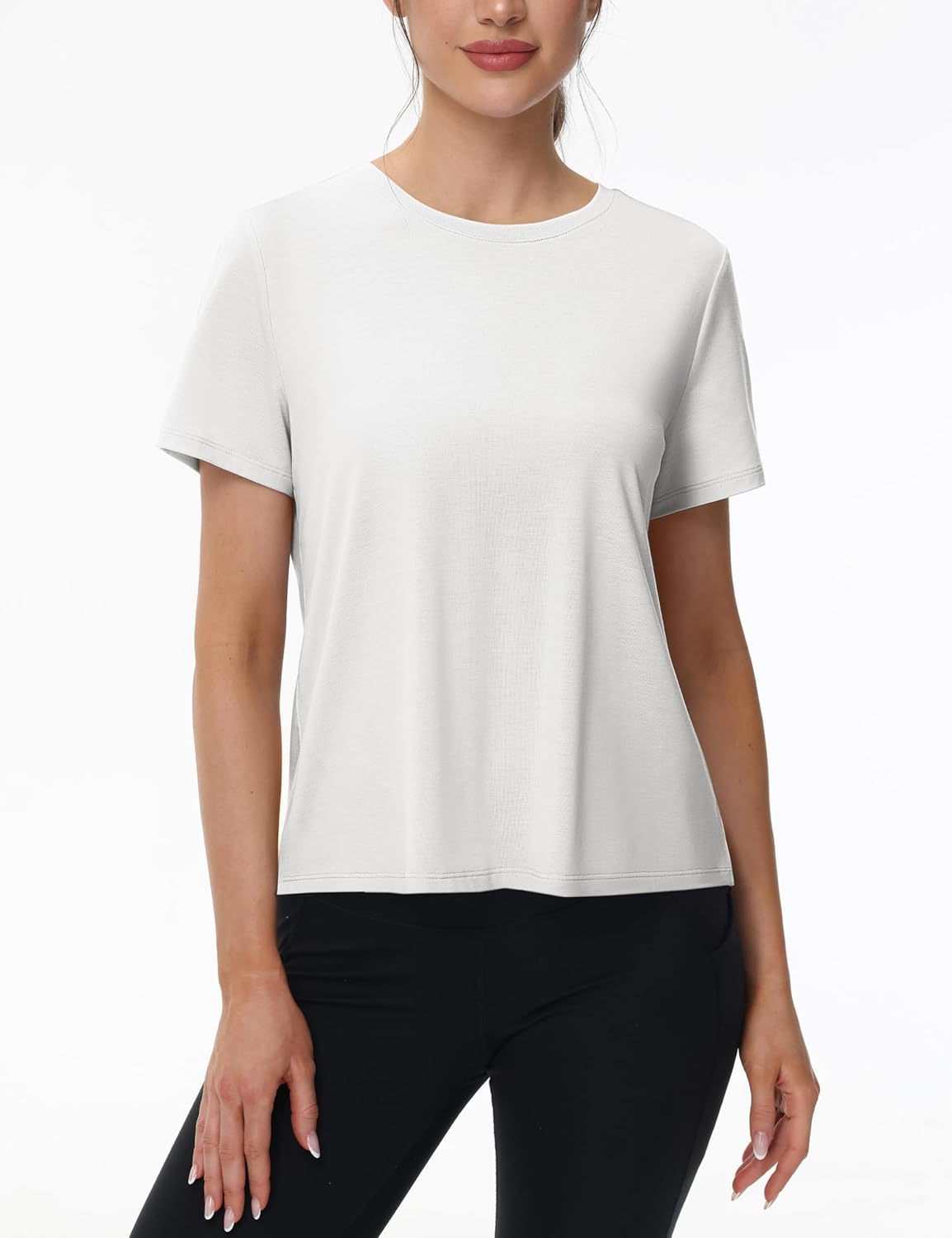 TACVASEN Workout Tops for Women Short Sleeve Cropped Split Back Athletic Shirts Breathable Exercise Running Gym Shirts - Image 2