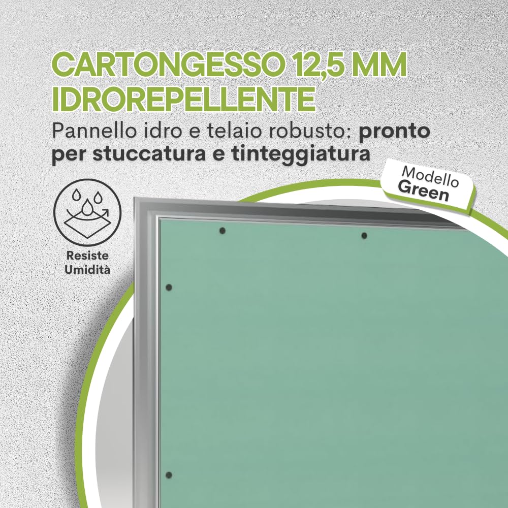Botola di Ispezione per Cartongesso – Sportello Verniciabile a Scomparsa (60xh.50) – Telaio in Alluminio – Apertura PushPull – Per Soffitti e Parete
