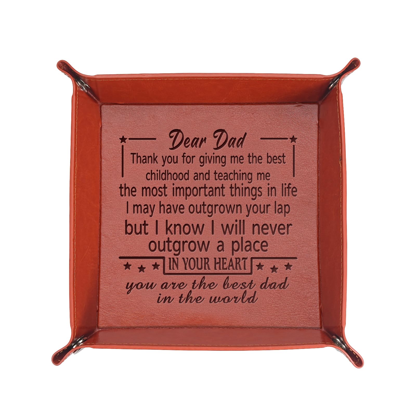 to My Dad Gifts Leather Tray Engraved Personalized Leather Tray A Gift for Fathers Birthday Christmas Thanksgiving for Dad Meaningful Present (Dear
