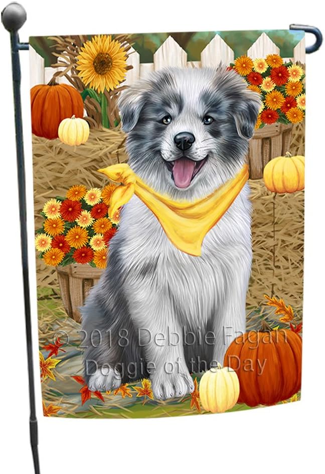 Autumn Border Collie Garden Flag with Pumpkins Double Sided Seasonal Yard Decoration Outdoor Lawn Porch Patio Banner for Dog Lover Home Décor Thanksgiving Party Decorations 12 1/2"w x 18"h