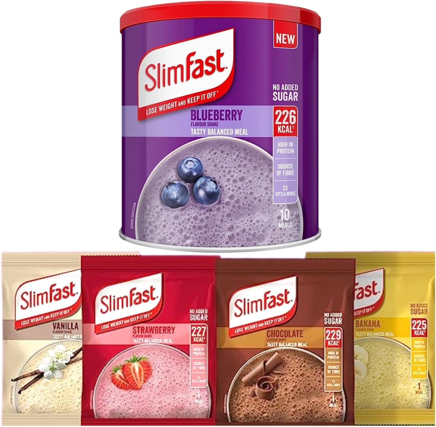 Meal Replacement SlimFast Blueberry Meal Shake Powder 10 Servings 365g