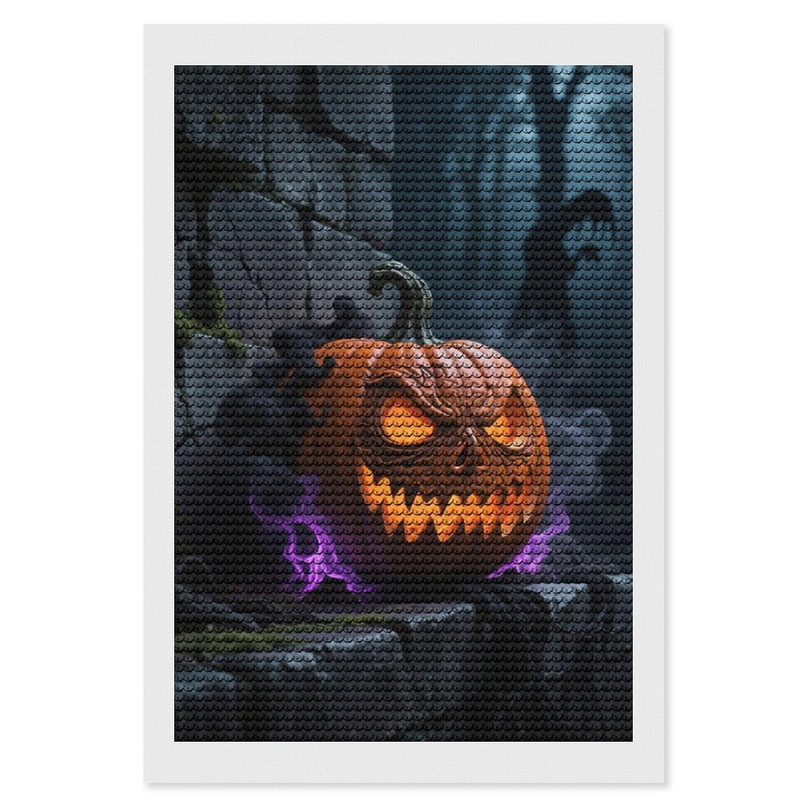 DWVTSLH Gothic Style Pumpkin Lantern Diamond Painting Kits for Adults, Personalized Diamond Photo Art Full Drill, DIY 5D Diamond Art Painting Kits for Beginners, Home Wall Decor 8"x12"