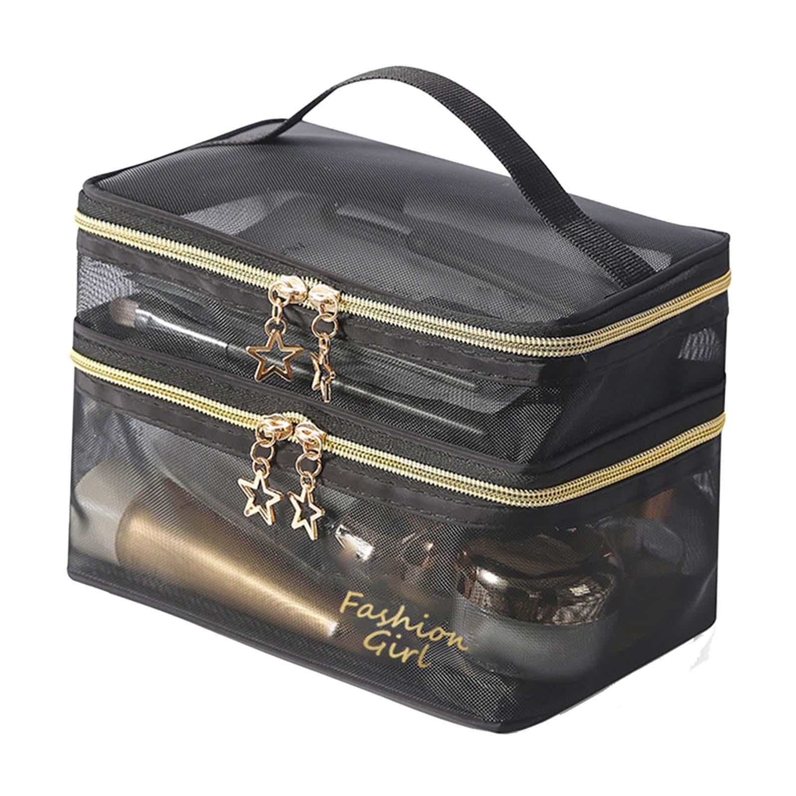 2 Pezzi Organizer per Trucchi Trasparente Borsa Impermeabile con Cerniera Resistente Custodia Grande Multiuso Portatile Leggera per Bagno E Casa, 4 pezzi