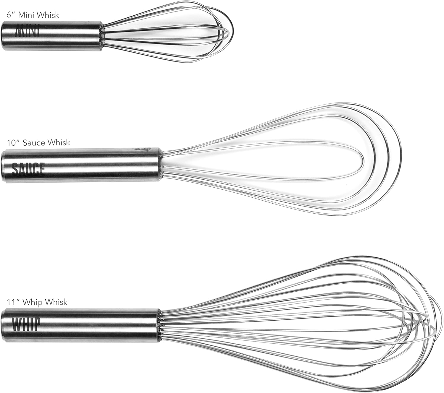 Stainless Steel Mini and Sauce Whisk Set of 3
