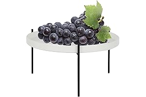 Elegant White Ceramic Tray with Black Iron Stand