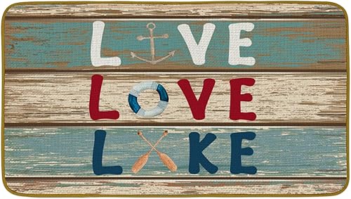 Burosev Live Love Lake - Tapete decorativo para casa de lago, rústico vintage de madera con temática de lago, decoración de casa de campo para el